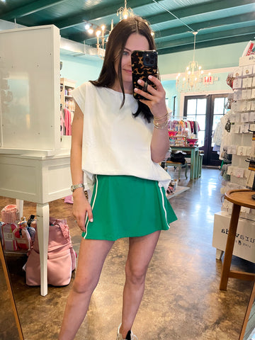 Green & White Athletic Skirt