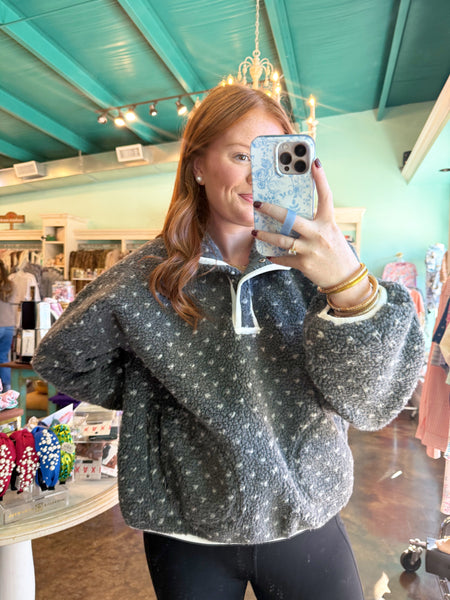 Charcoal White Heart Sherpa