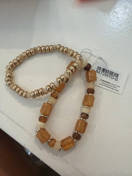 2 Row Tube & Metal Bracelet