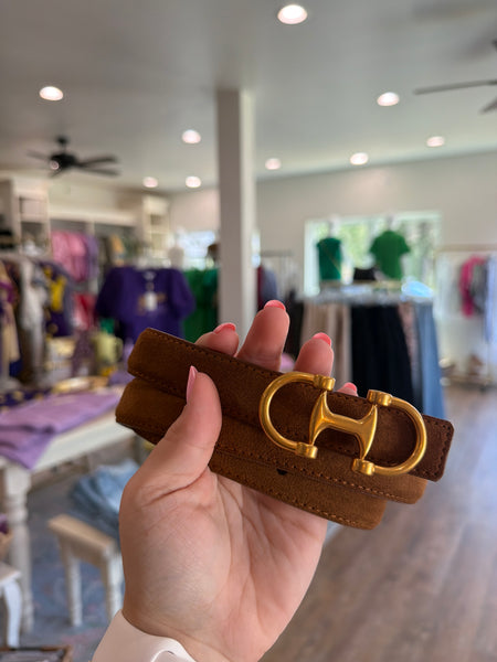 Horse-bit Buckle Equestrian Stitched  Belt
