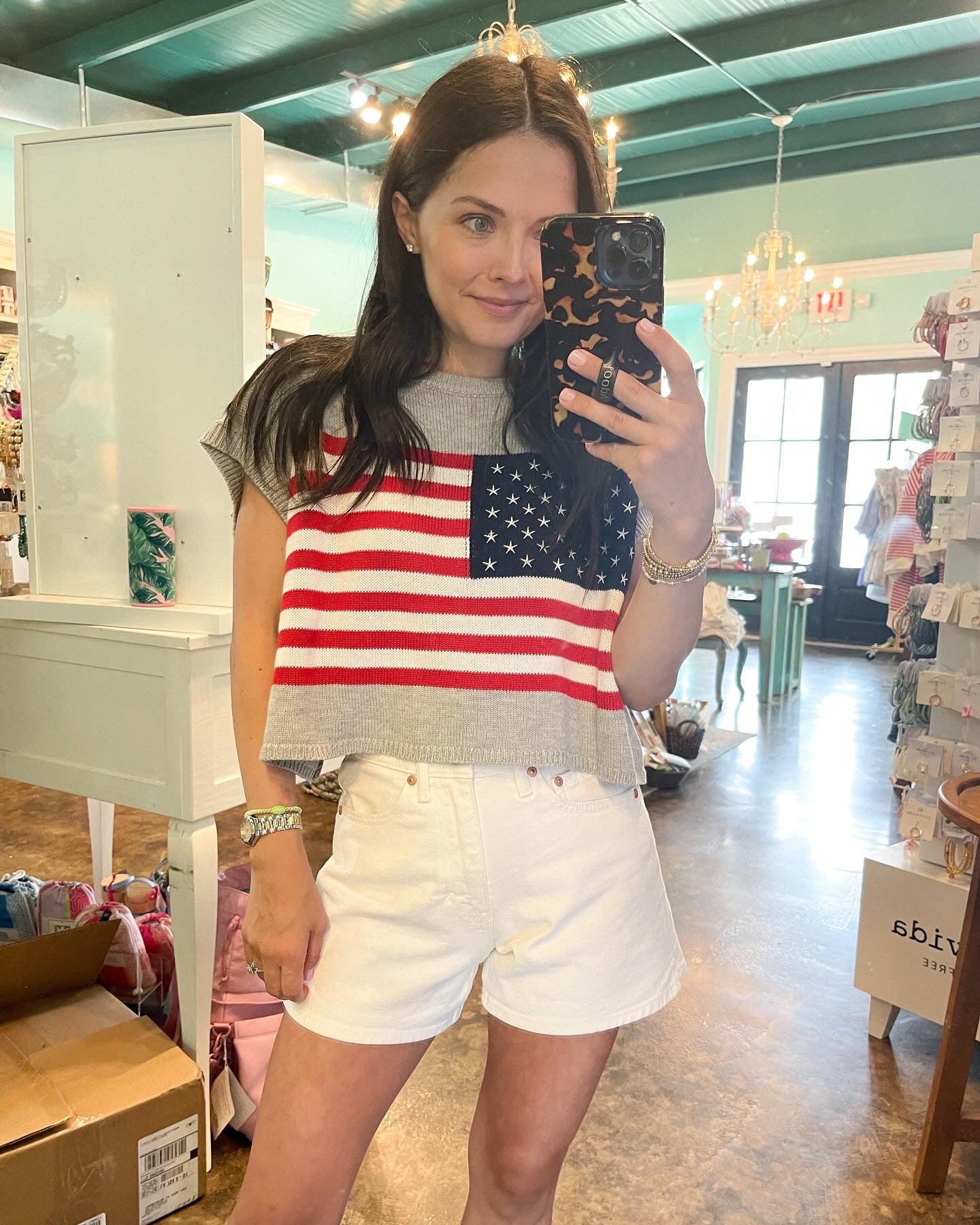 Flag Cropped Sweater