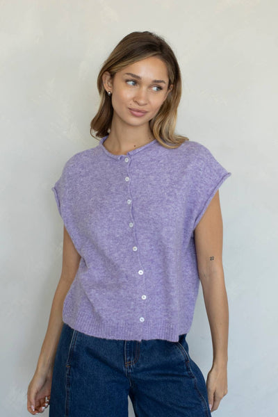 Piper Vest Cardigan: LAVENDER / S