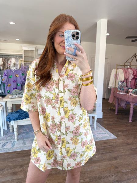Pink and Yellow Floral Dress