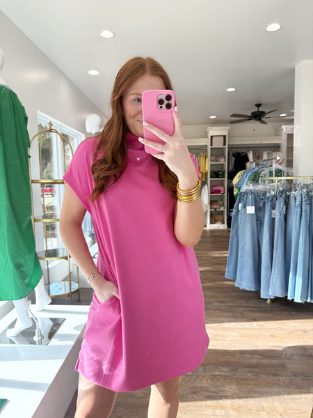 Pink Mock Neck Dress