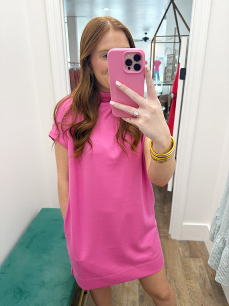 Pink Mock Neck Dress