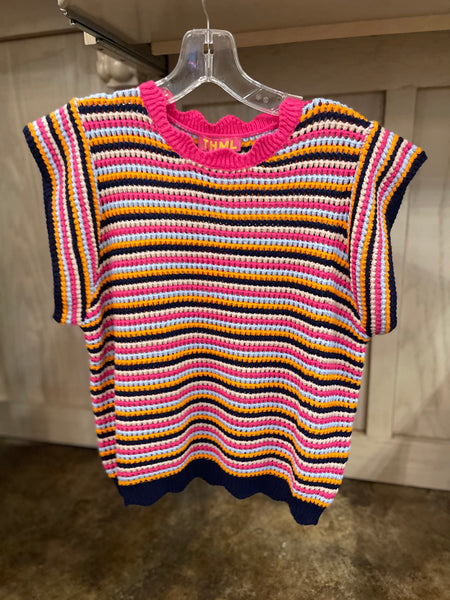 Multi Color Crochet Knit Top