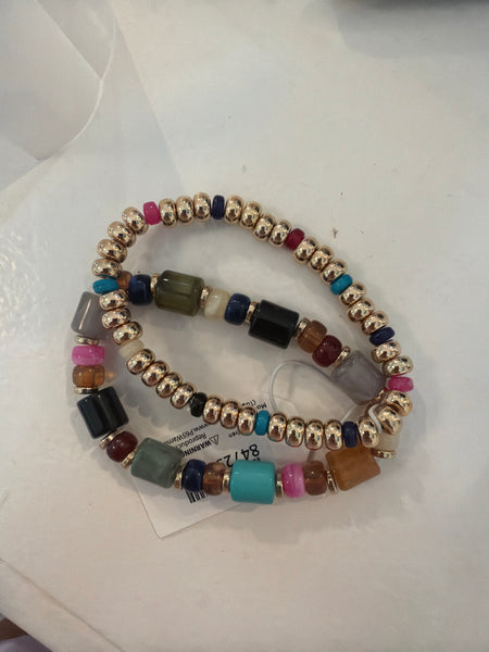 2 Row Tube & Metal Bracelet