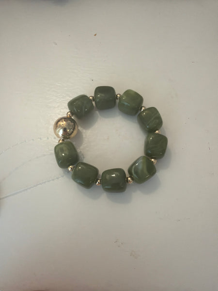 Marble Cube Stone & CCB Ball Bracelet