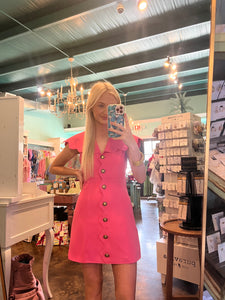 Pink Scallop Button Dress