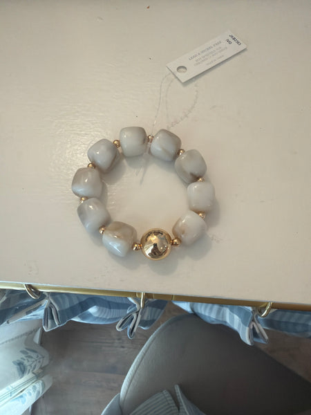 Marble Cube Stone & CCB Ball Bracelet