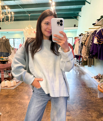 Baby Blue Drop Shoulder Sweater