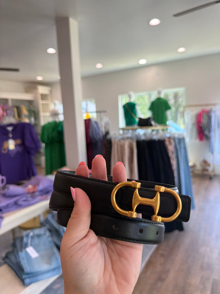 Horse-bit Buckle Equestrian Stitched  Belt