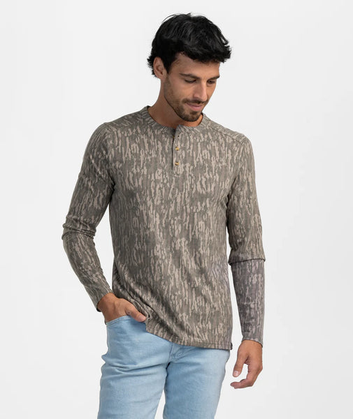 Long Sleeve Max Comfort Henley Tree Bark