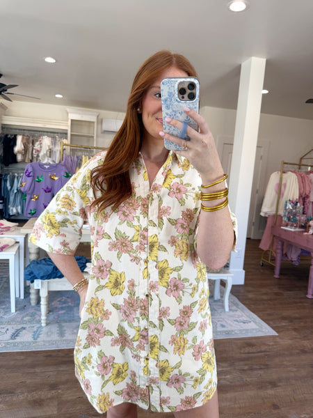 Pink and Yellow Floral Dress