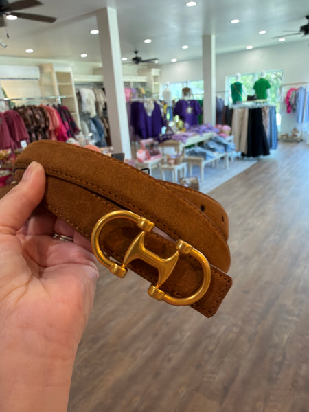 Horse-bit Buckle Equestrian Stitched  Belt