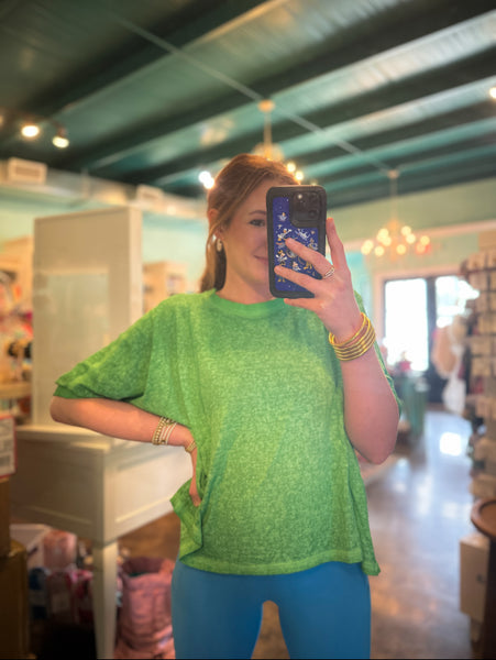 Green Washed 3/4 Sleeve Top