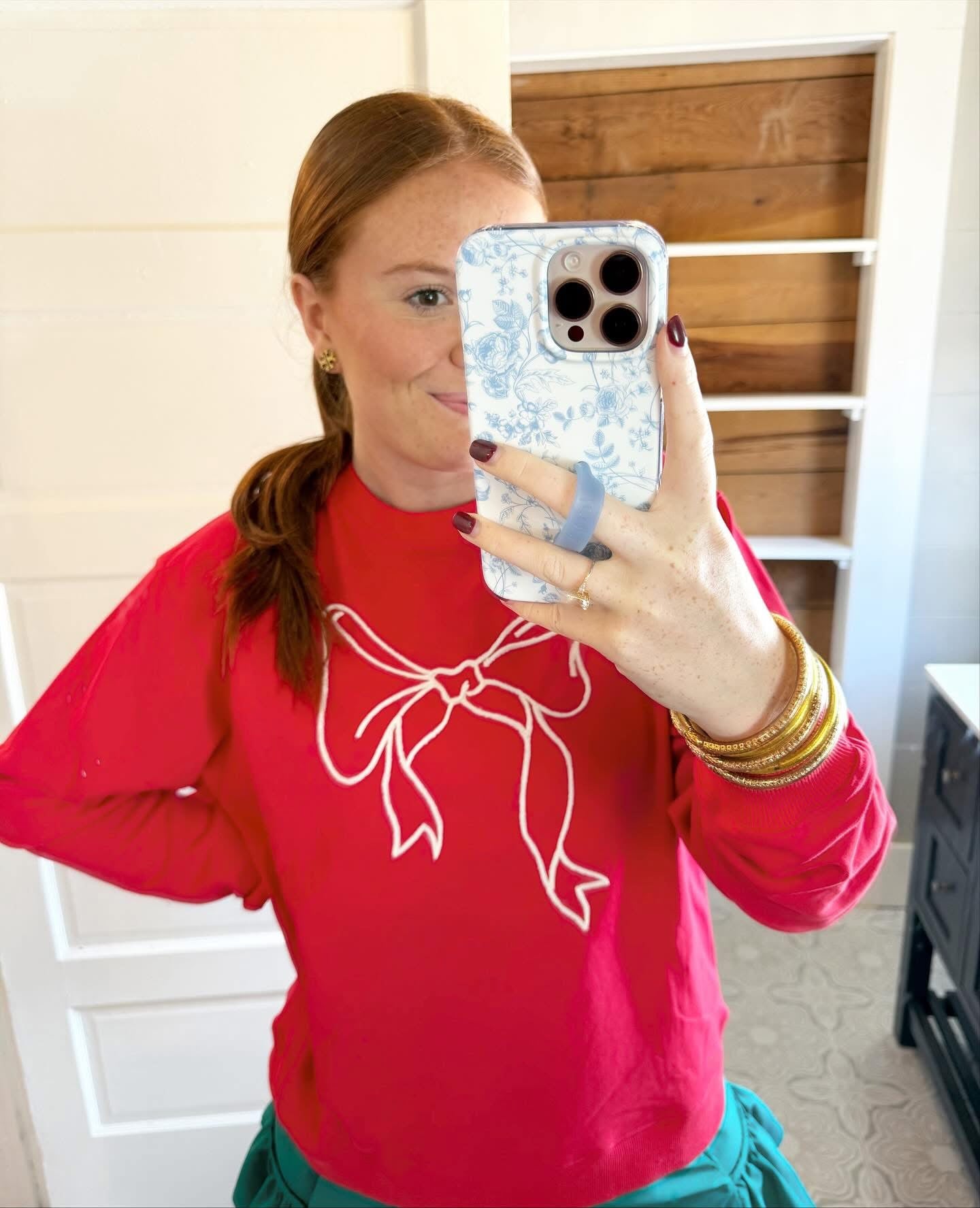 Red Cream Bow Sweater