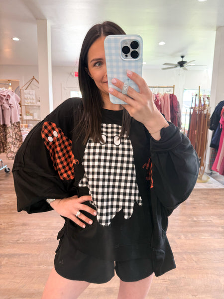 Oversized Plaid Ghost Sweatshirt