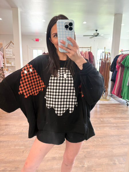 Oversized Plaid Ghost Sweatshirt