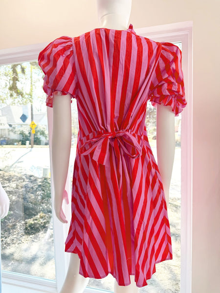 Pink and Red Midi Stripe Dress