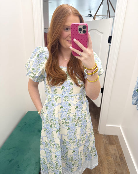 Blue Floral Midi Dress