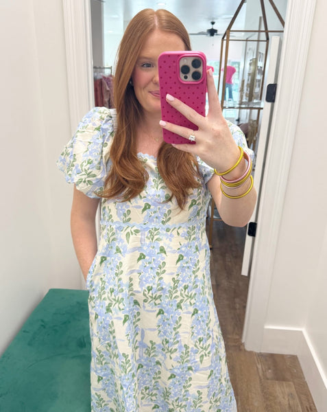 Blue Floral Midi Dress