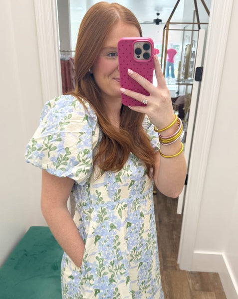 Blue Floral Midi Dress