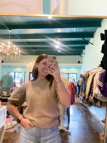 Mocha Floral Shoulder Sweater