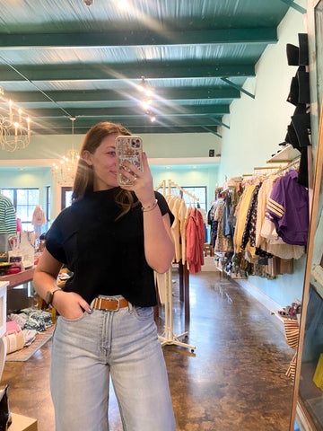 Black Short Sleeve Sweater