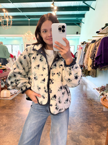 Floral Print Fleece Jacket