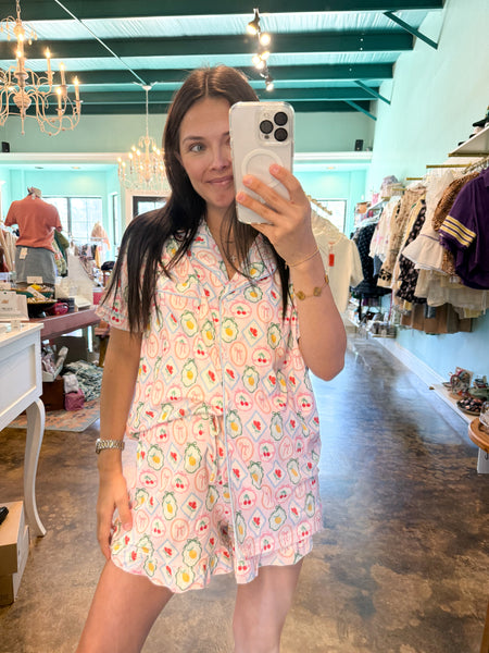 Fruit Cocktail Ruffle Short Pajamas