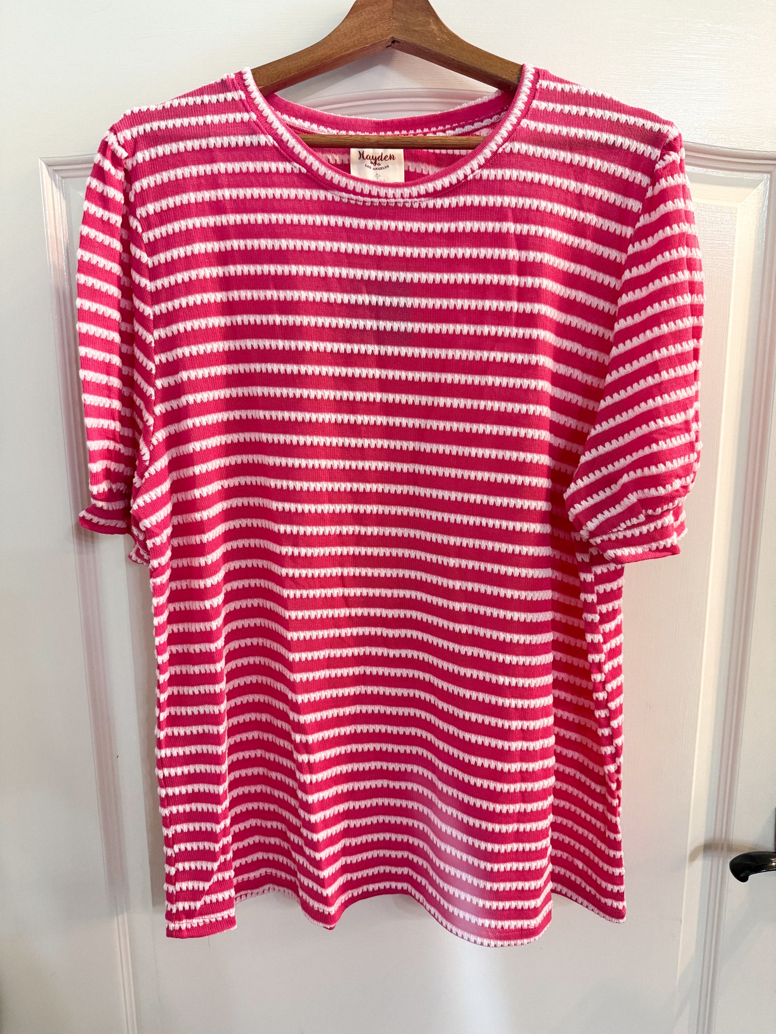 PLUS Pink Stripe Short Sleeve