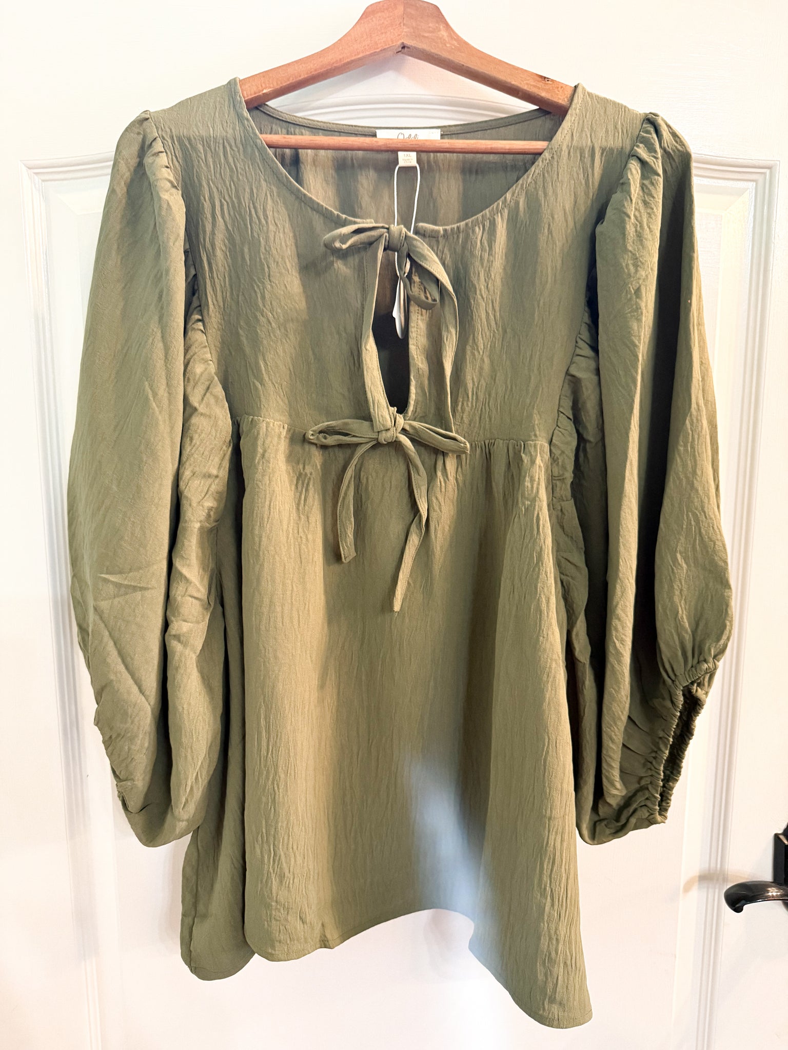 PLUS Olive Front Tie Top