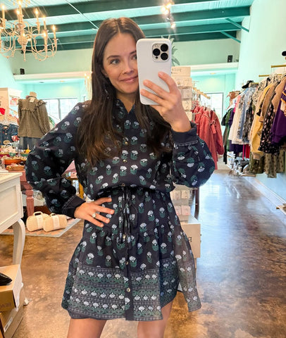 Maya Dress Floral Foulard Blue
