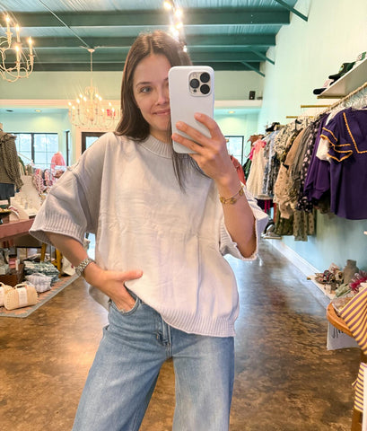 Pebble Crew Neck Drop Shoulder Sweater