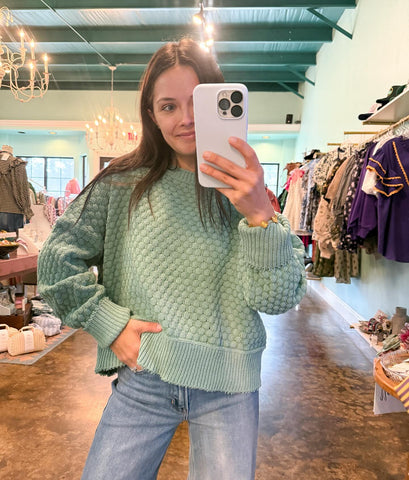 Pistachio Raw Edge Detail Sweater