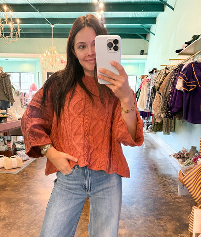 Rust Cable Sweater