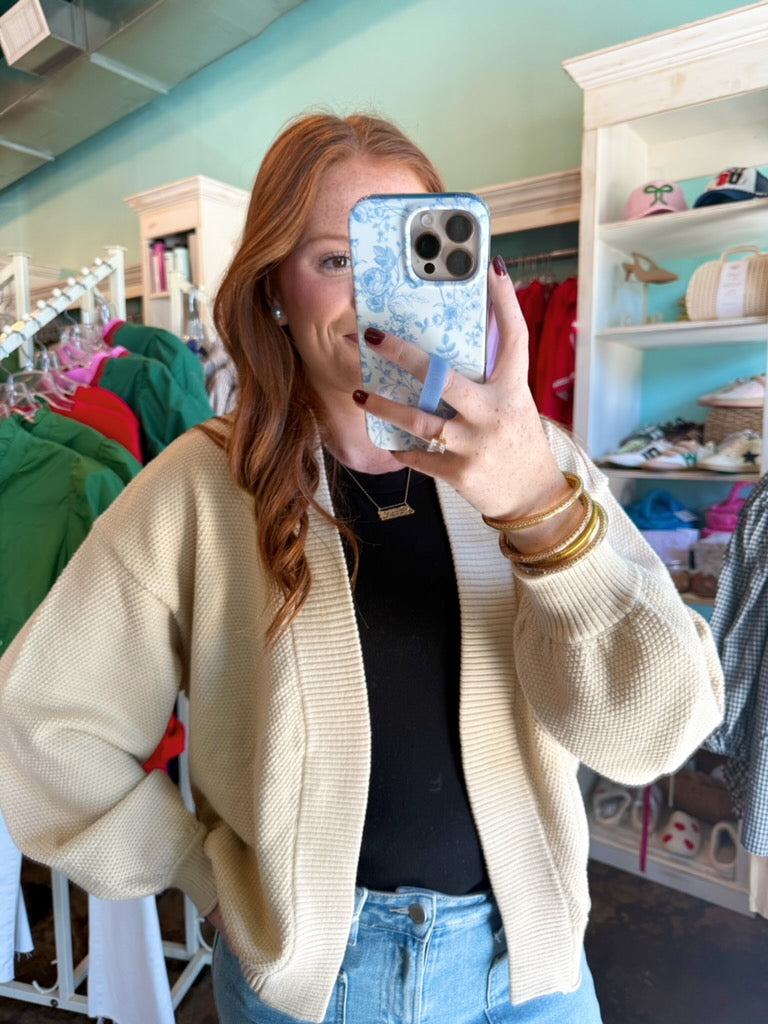 Sand Open Front Bubble Cardigan