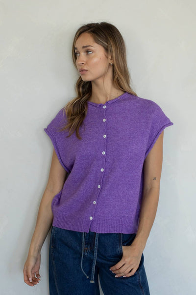 Piper Vest Cardigan: LAVENDER / S
