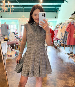 Black Taupe Gingham Dress