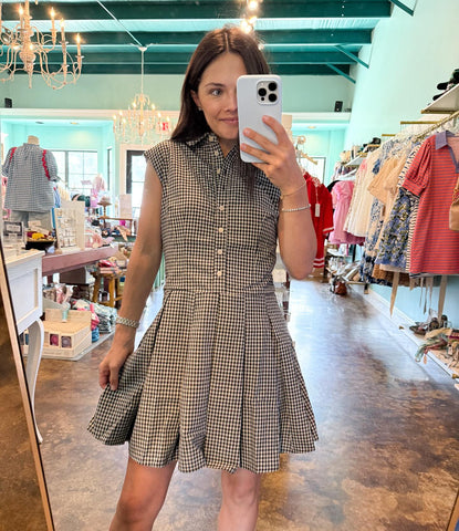 Black Taupe Gingham Dress
