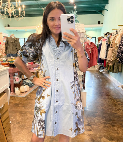 Chambray Floral Dress