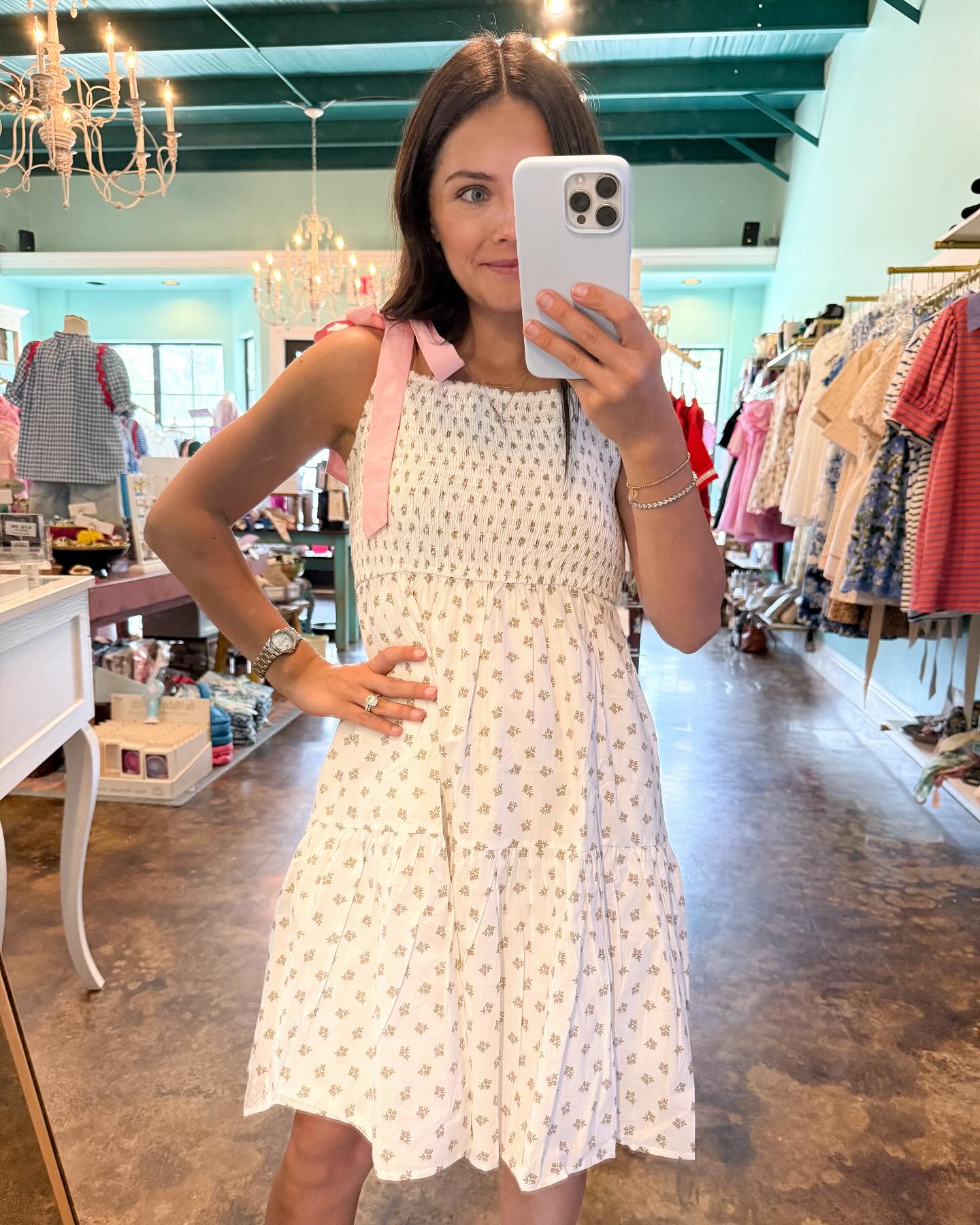 Cream Bubblegum Floral Shoulder Tie Mini