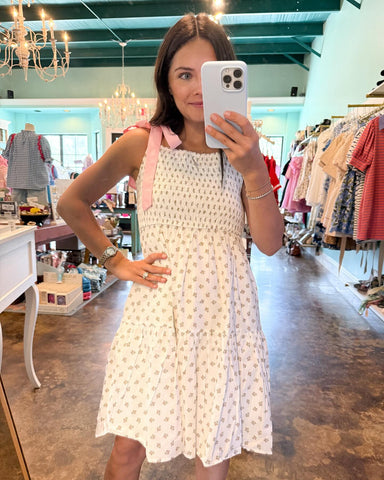 Cream Bubblegum Floral Shoulder Tie Mini