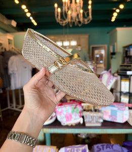 Shimmering Mesh Net Gold Flats