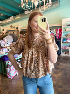 Leopard Button Top