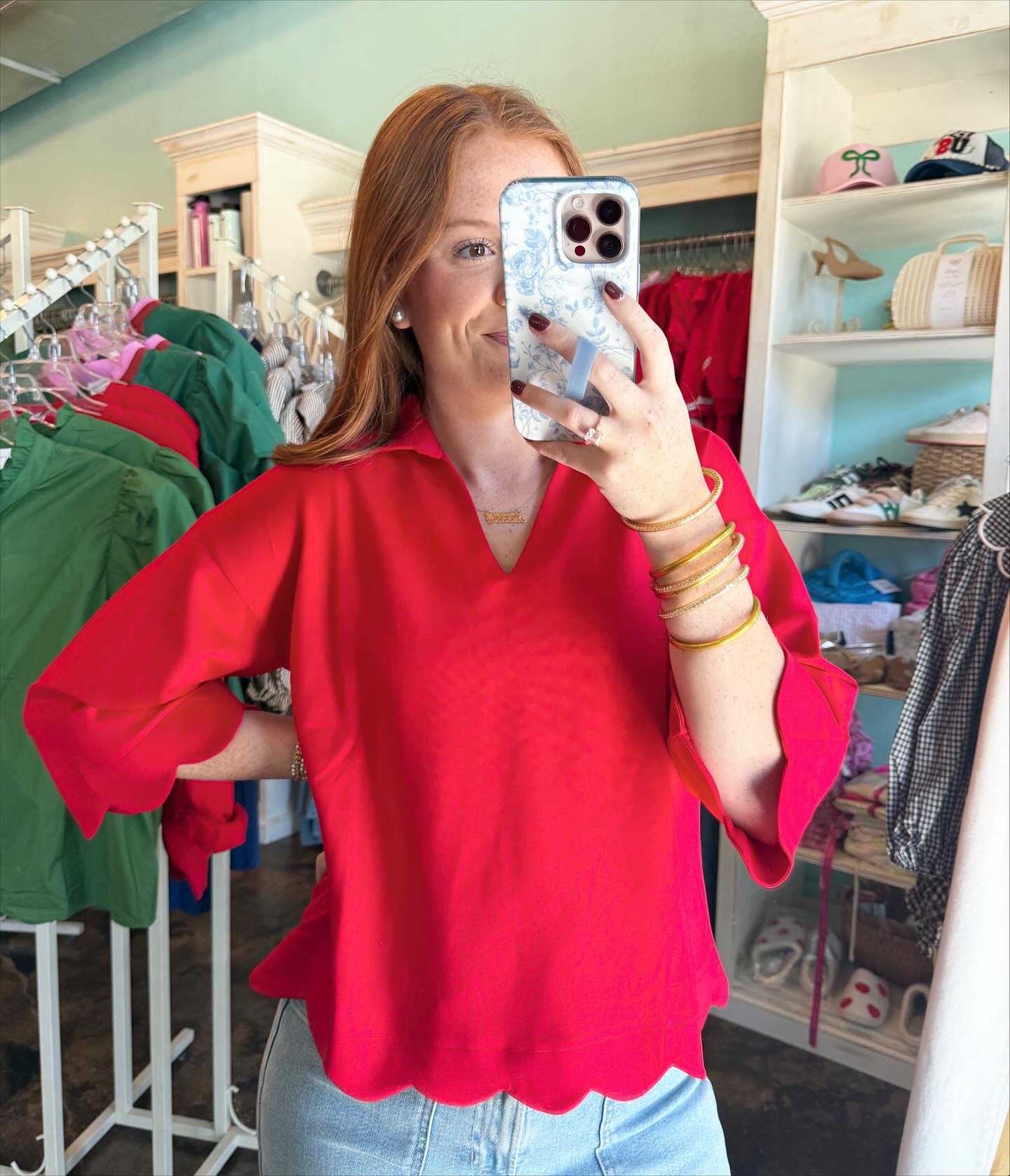 Red Scalloped Top