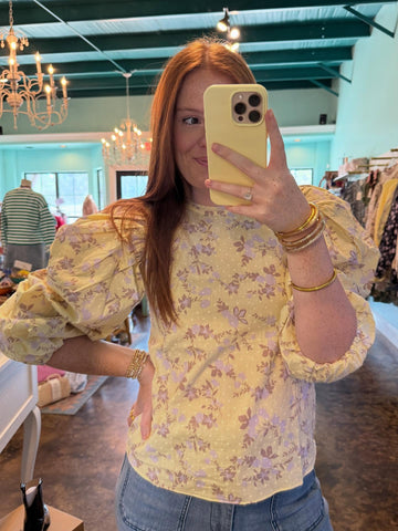 Yellow Floral Long Sleeve Top