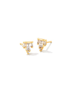 Juliette Stud Earring Gold - White Crystal